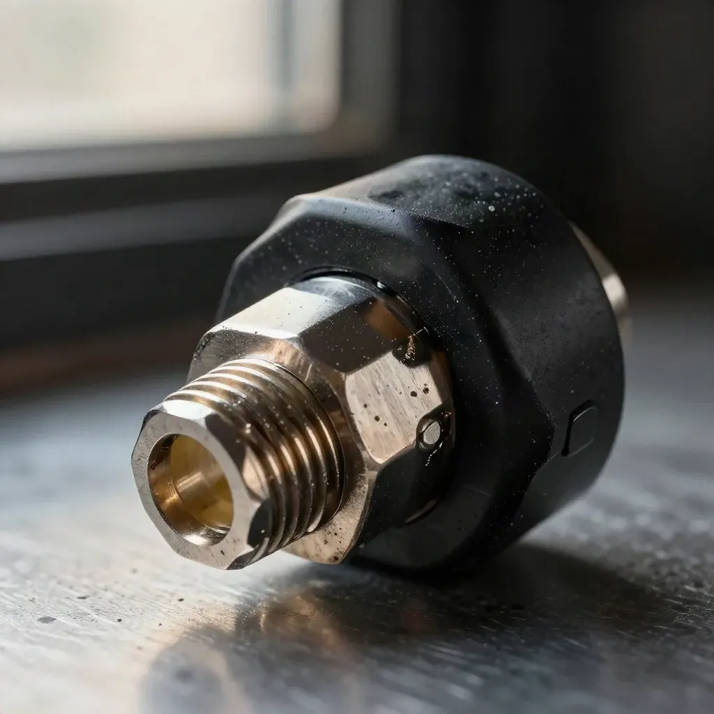 Macro of serviced fleet wiring parts on brushed metal with dramatic light